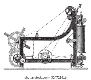 Making machine rope yarn, called a swing bridge, vintage engraved illustration. Industrial encyclopedia E.-O. Lami - 1875.
