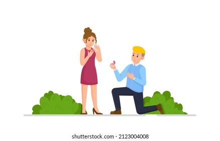 Making a marriage proposal in the daytime on the street. 