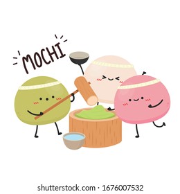 Making mochi vector. Mochi character design. Mochi vector.