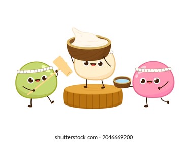 Making mochi vector. Mochi character design. Mochi vector.