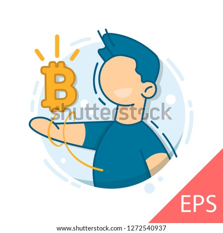 Making Money Bitcoin Man Creating Bitcoins Stock Vector Royalty - 