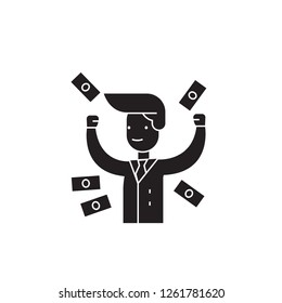 Making money black vector concept icon. Making money flat illustration, sign