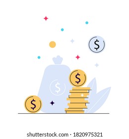 Making money and earning. Freelance, online job or business. Trendy flat vector illustration.