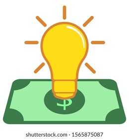 making money ideas. how to make money. lamp and money icon. vector icon