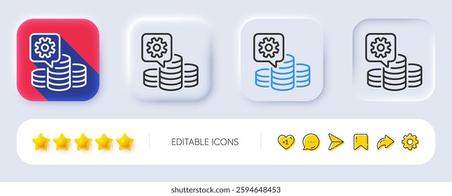 Making money line icon. Neumorphic, Flat shadow, 3d buttons. Budget gain sign. Money working symbol. Line making money icon. Social media icons. Vector