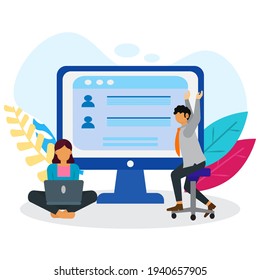 making money online with computers flat illustration vector graphic