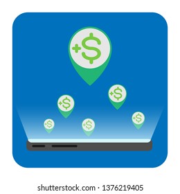 Making Money From Phone Notification Icon Dollar Sign Pin Selling Via Smartphone Online E-commerce