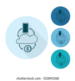 Making Money and Profit From Cloud Databases. Business and Finance, Single Flat Icon. Simple and Minimalistic Style. Vector