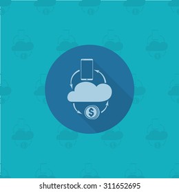 Making Money and Profit From Cloud Databases. Business and Finance, Single Flat Icon. Simple and Minimalistic Style. Vector