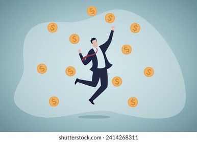 Making money, Return on investment, got a lot of money.Bonus pay.Business Growth, Wealth and Prosperity Concept.
