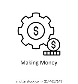 Icono de esquema del vector Making Money para web aislada en el archivo EPS 10 de fondo blanco