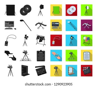 Making a movie black,flat icons in set collection for design. Attributes and Equipment vector symbol stock web illustration.