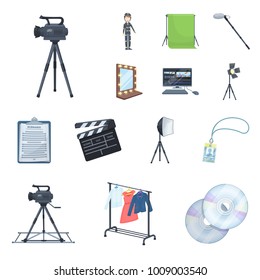 Making a movie cartoon icons in set collection for design. Attributes and Equipment vector symbol stock web illustration.