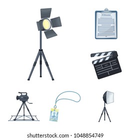 Making a movie cartoon icons in set collection for design. Attributes and Equipment vector symbol stock web illustration.