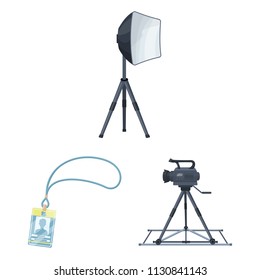 Making a movie cartoon icons in set collection for design. Attributes and Equipment vector symbol stock web illustration.