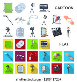 Making a movie cartoon icons in set collection for design. Attributes and Equipment vector symbol stock web illustration.