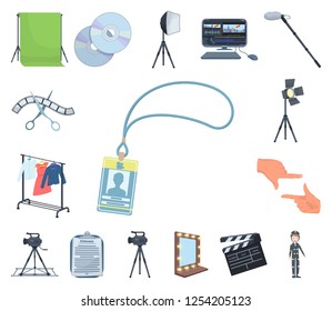 Making a movie cartoon icons in set collection for design. Attributes and Equipment vector symbol stock web illustration.