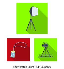 Making a movie flat icons in set collection for design. Attributes and Equipment vector symbol stock web illustration.