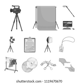 Making a movie monochrome icons in set collection for design. Attributes and Equipment vector symbol stock web illustration.