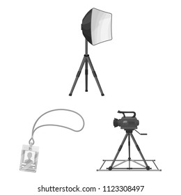 Making a movie monochrome icons in set collection for design. Attributes and Equipment vector symbol stock web illustration.