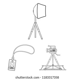 Making a movie outline icons in set collection for design. Attributes and Equipment vector symbol stock web illustration.