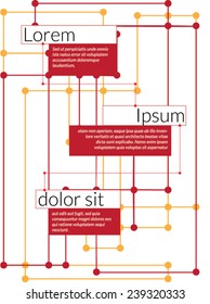 Making network connections, circuit board like design showing connection lines to text boxes, places for Headlines and sub text (layered)