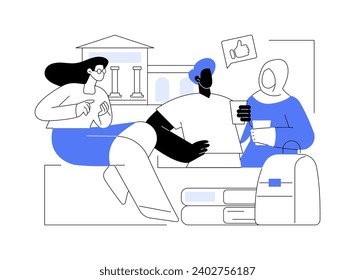 Making new friends isolated cartoon vector illustrations. Diverse group of students happy together, multiracial teens having fun, education abroad process, university friends vector cartoon.