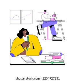 Making notes isolated cartoon vector illustrations. Young girl studying and writing notes in a classroom, college educational process, university classes, student lifestyle vector cartoon.
