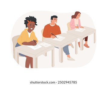 Making notes isolated cartoon vector illustrations. Young girl studying and writing notes in a classroom, college educational process, university classes, student lifestyle vector cartoon.