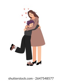 Fazendo a paz entre mãe e filha ilustração vetorial. Pessoas fechadas comprometem após o trabalho artístico original de discussão