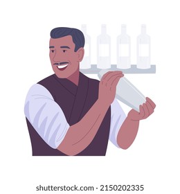 Making a perfect cocktail isolated cartoon vector illustrations. Beautiful bartender holding shaker in hands and making cocktail, beverage preparation, people lifestyle vector cartoon.