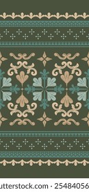 making it perfect for high-end upholstery, drapery or fashion applications. Luxury Rich Border with Leaves and Florals Pattern. Seamless Stripe decoration Scroll Ornament. Detailed Exquisitely Vector 