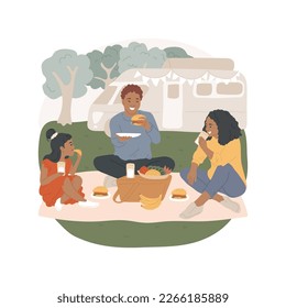 Making a picnic isolated cartoon vector illustration. Happy family having a picnic outdoors, people celebrating public holiday, festive time with children, last day of summer vector cartoon.