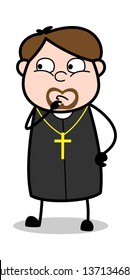 Making Plan - Cartoon Priest Religious Vector Illustration