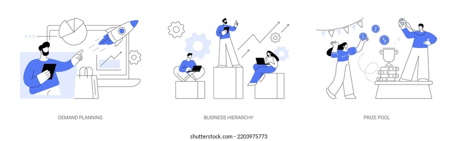 Making profit abstract concept vector illustration set. Demand planning, business hierarchy, prize pool, corporate ladder, digital sales forecast, finance management, promotion abstract metaphor.