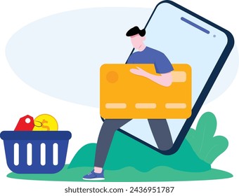 Making purchase online by smartphone concept