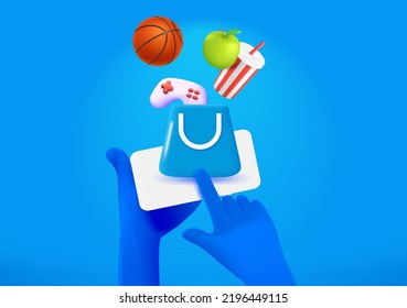 Comprando en una tienda online. 3.ª ilustración vectorial