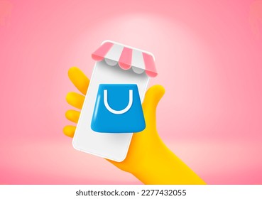 Making purchase in online shop. 3d vector illustration