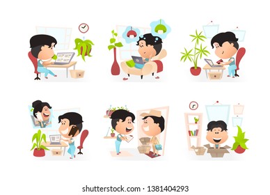 Making purchases in the Internet. Choosing products, compairing, making payment by a bank card, confirming operator's call, delivering, happy man with the received purchases