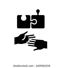 Making puzzle black icon, concept illustration, vector flat symbol, glyph sign.