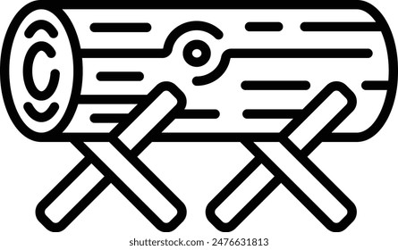 Making Ready for Crosscut vector icon design, timber and lumber Symbol, Forestry and Deforestation Sign forest farming and woodlands stock illustration, Large Log Tree Trunk on Wooden Platform concept