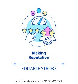 Making reputation concept icon. Customer service benefits abstract idea thin line illustration. Isolated outline drawing. Editable stroke. Roboto-Medium, Myriad Pro-Bold fonts used