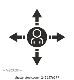 making right choice icon, man best decision, business direction crossroad, person in confuse, flat symbol on white background - vector illustration