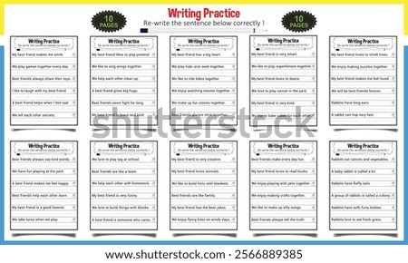 Making sentence vector worksheet for children activity