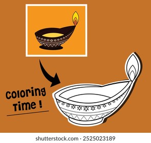 Making simple diya coloring pictures for kids can look fun and creative. its a great way to celebrate the Diwali day festival.
