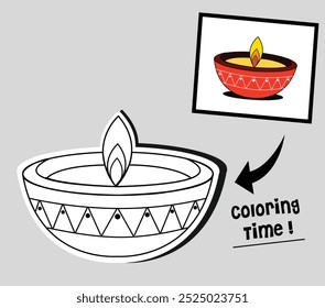 Making simple diya coloring pictures for kids can look fun and creative. its a great way to celebrate the Diwali day festival.