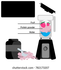 Making a smoothie. protein powder mix with water in blender 