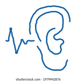 Making Sounds By Ear sketch icon vector. Hand drawn blue doodle line art Making Sounds By Ear sign. isolated symbol illustration