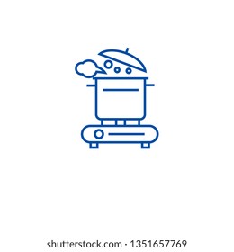 Making soup line icon concept. Making soup flat  vector symbol, sign, outline illustration.