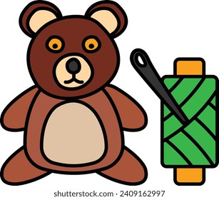 Making Stuff Toys Animal Concept, cuddly toys Vector Color Icon Design, Hobby Symbol, Leisure time Activity Sign, Hobbyists and Handicraft Stock Illustration